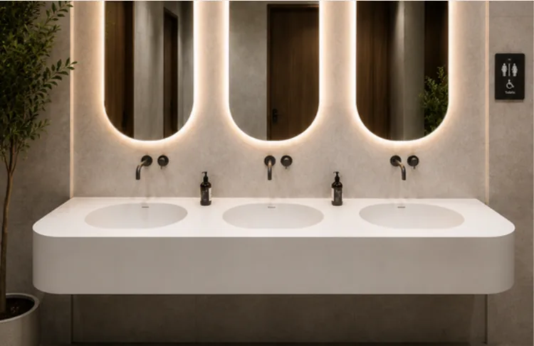 Formline triple-basin commercial vanity