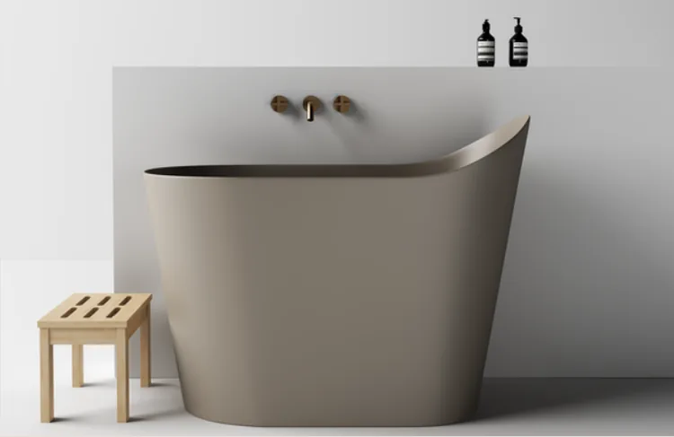 Josei Japanese soak tub with timber stool